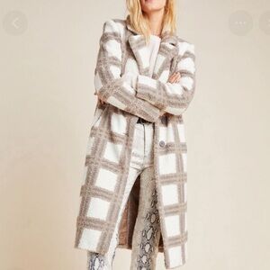 Anthropologie NVLT plaid Teddy coat